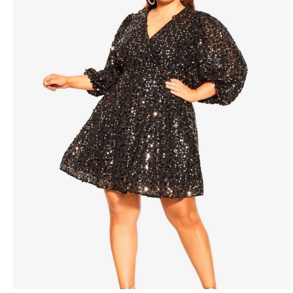 City Chic Black Sequin Dress
